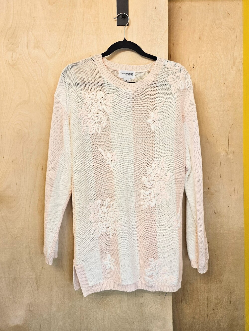 90s Pink / White Striped Floral Sweater